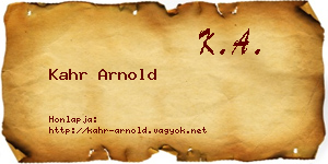 Kahr Arnold névjegykártya